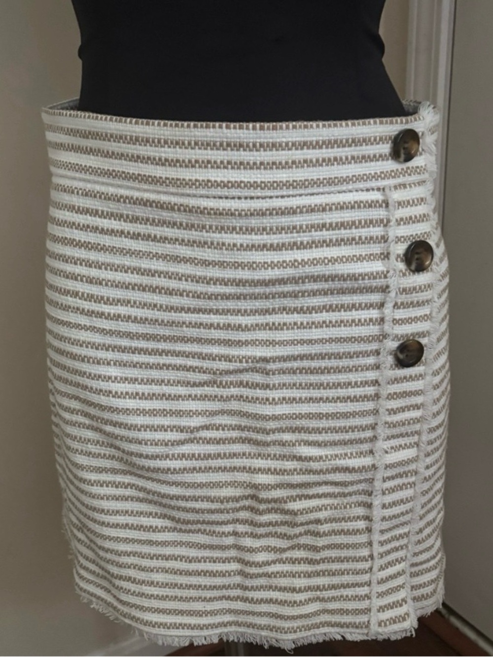 Ann Taylor Cream and Brown Striped Pencil Skirt - Picture 6 of 6